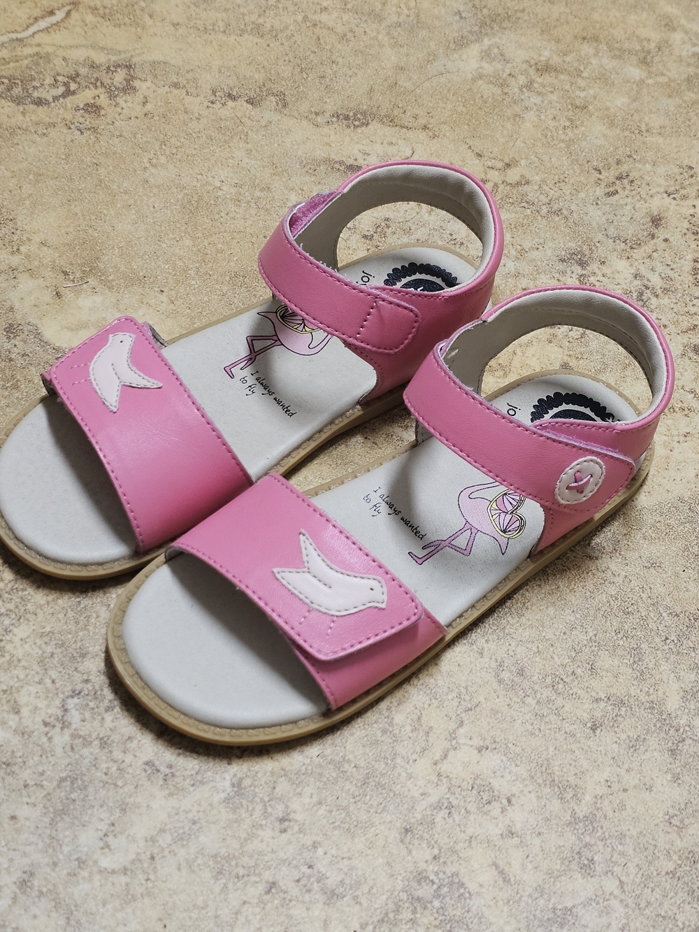 Livie & Luca Pink Girls Velcro Sandals with Bird